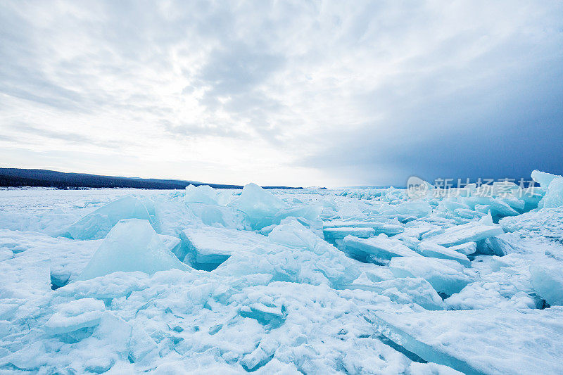 Ice cracks on Baikal surface